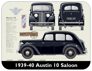 Austin 10 Saloon 1939-40 Place Mat, Medium